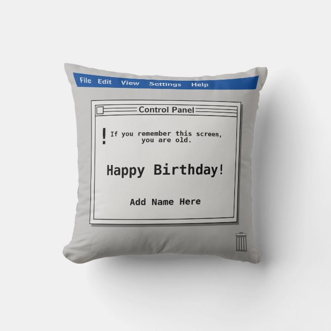 Retro-Computermonitor-Geburtstag Kissen (Vorderseite)