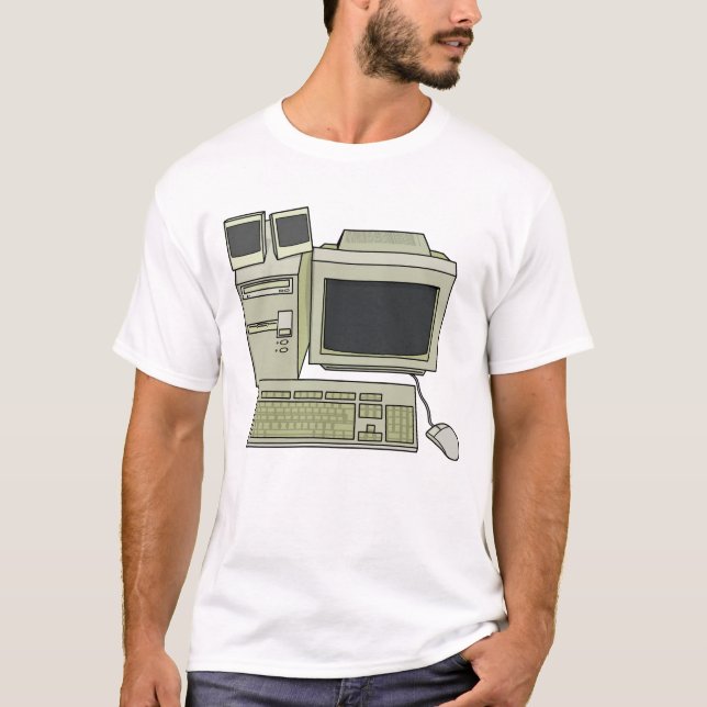 Retro-Computerschreibtisch-Setup T-Shirt (Vorderseite)