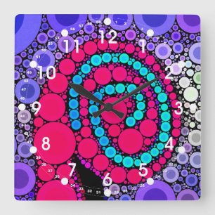 Retro Concentric Circles Cool Swirl Pattern Quadratische Wanduhr