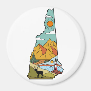 Retro Concord New Hampshire White Mountain Magnet