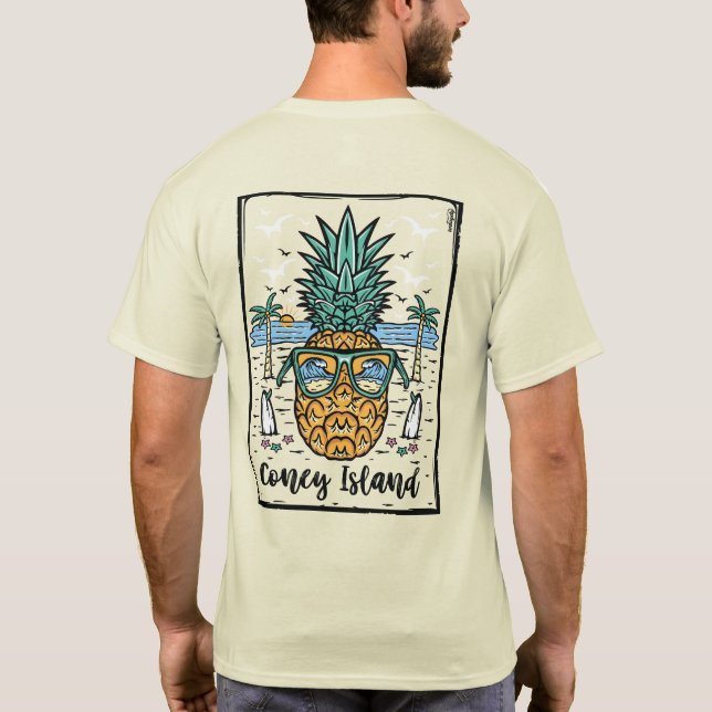 Retro Coney Island Beach Kunstwerk auf beiden Seit T-Shirt (Rückseite)
