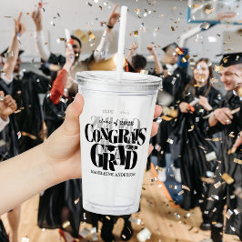 Retro Congrats Grad Graduation Black Acryltrinkbecher