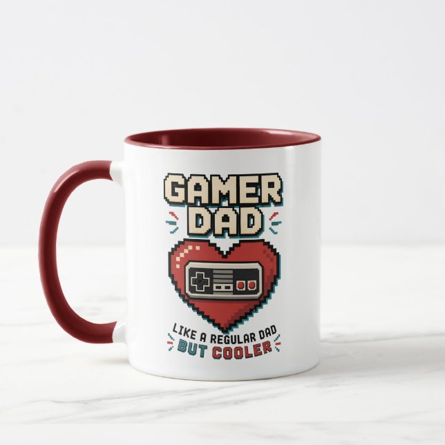 Retro-Controller Pixel-Herz Gamer-Vater Tasse (Links)
