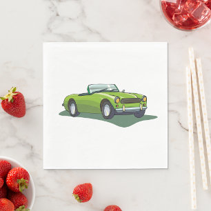 Retro Convertible Green Car Napkins Serviette