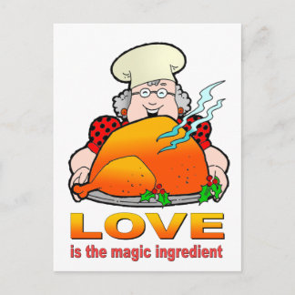 Retro Cooking Design.Liebe ist der magische Zutat. Postkarte