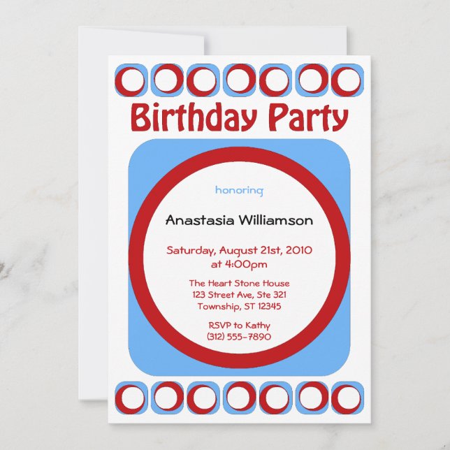 Retro Cool Birthday Party Einladungen (Vorderseite)