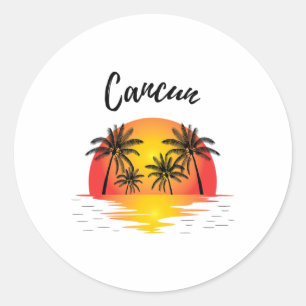 Retro Cool Cancun Original Mexico Strände Sunset N Runder Aufkleber