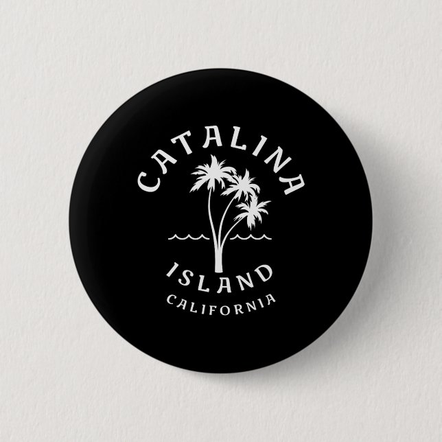 Retro Cool Catalina Island Palme Mens Womens C Button (Vorderseite)