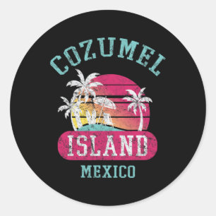 Retro Cool Cozumel Mexiko Strände gestört Graph Runder Aufkleber