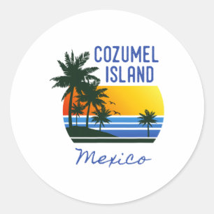 Retro Cool Cozumel Original Mexiko Strände Frauen Runder Aufkleber