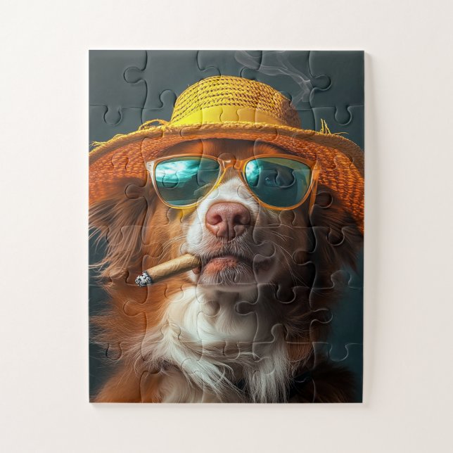 Retro Cool Dog with Yellow Hat Puzzle (Vertikal)