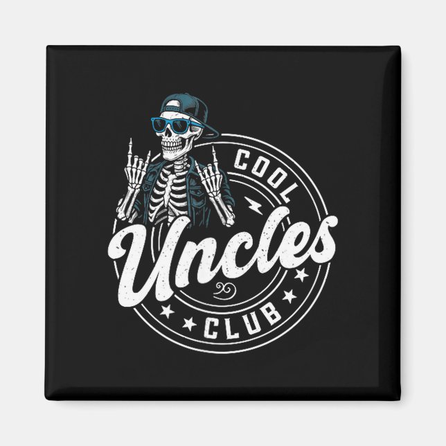 Retro Cool Uncles Club Funny Skeleton New Uncle Me Magnet (Vorne)