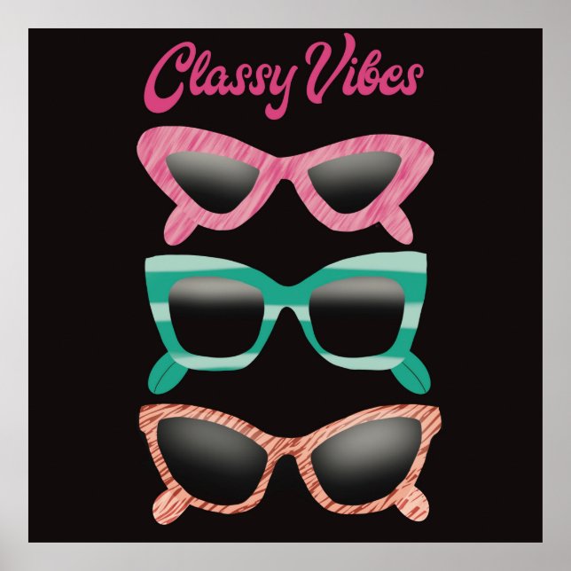 Retro Cool Vibes Sonnenbrille Art Poster (Vorne)