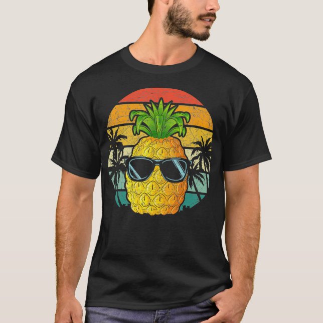 Retro Coole Ananas Sonnenbrille Funny Tropical Fru T-Shirt (Vorderseite)