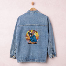 Retro Coole französische Bulldog Denim Jacket