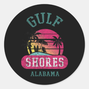 Retro Coole Golfküste Original Alabama Beach Grap Runder Aufkleber