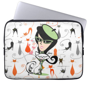 Retro Coole Katzen von Paris Laptopschutzhülle