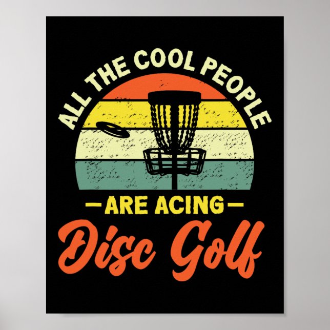 Retro Coole Leute beim Discgolf-Ace  Poster (Vorne)