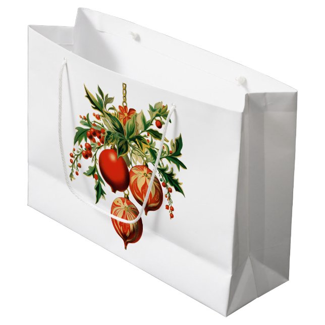 Retro Coole Weihnachtsbaumdekorationen Große Geschenktüte (Vorderseite Schrägansicht)