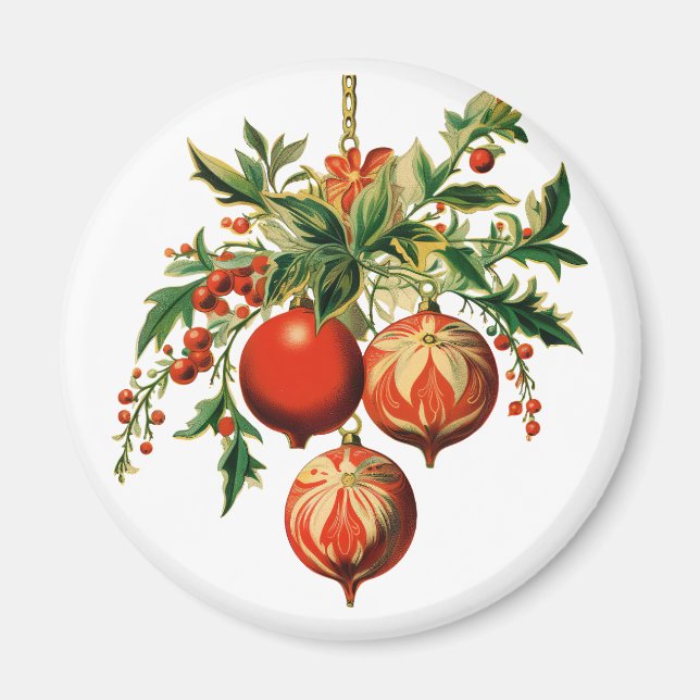 Retro Coole Weihnachtsbaumdekorationen Magnet (Vorne)