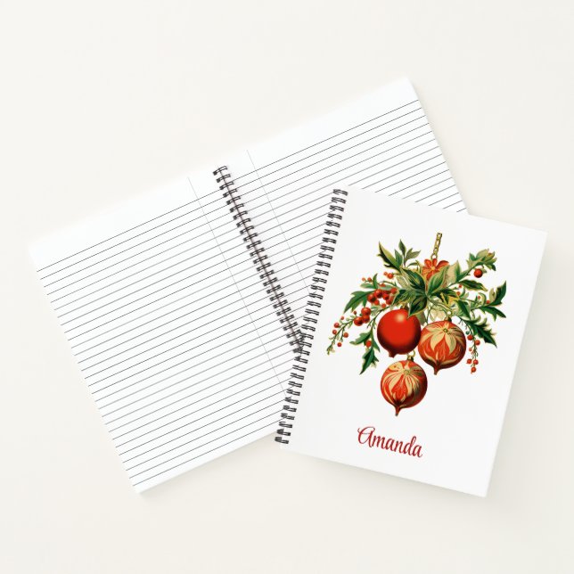 Retro Coole Weihnachtsbaumdekorationen Notizbuch (Innenseite)