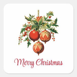 Retro Coole Weihnachtsbaumdekorationen Quadratischer Aufkleber