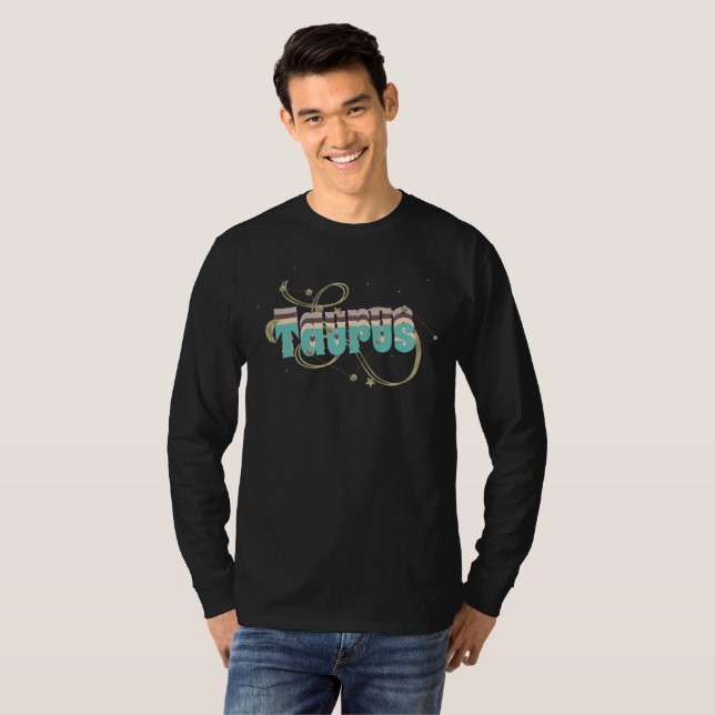 Retro Coole Zodiac Stars Goldwirbelname T-Shirt (Vorne ganz)