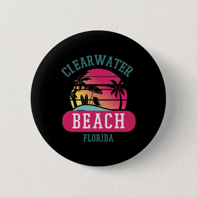 Retro Cooler Clearwater Beach Original Florida Bea Button (Vorderseite)