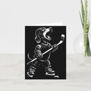 Retro Cooler Dachshund spielt Hockey Wiener Dog Mo Karte
