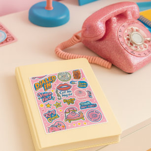 Retro-Cooler Vortrag Kein Text rosa Aufkleber