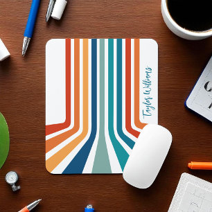 Retro Cooles Muster mit gebogenen Streifen und Nam Mousepad