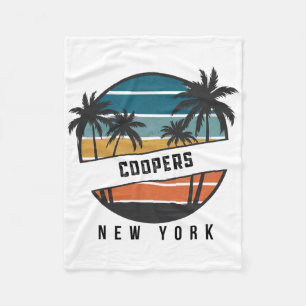 Retro Coopers Beach New York Surfbrett Surfen _1 Fleecedecke