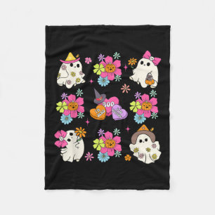 Retro Coquette Boo Ghost Bow Pumpkin Blume Hallo Fleecedecke