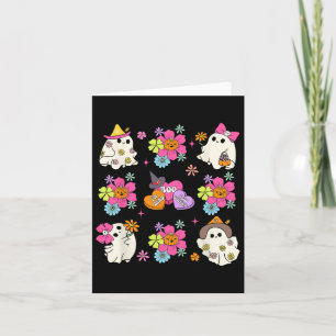 Retro Coquette Boo Ghost Bow Pumpkin Blume Hallo Karte