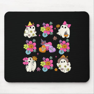 Retro Coquette Boo Ghost Bow Pumpkin Blume Hallo Mousepad