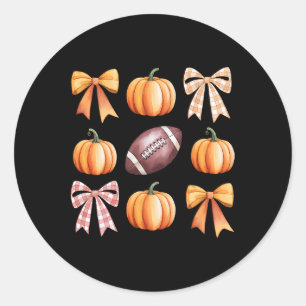 Retro Coquette Bow Pumpkin American Football Danke Runder Aufkleber
