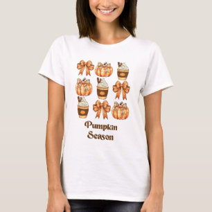 Retro Coquette Bow Pumpkin Saison Herbst Herbst T-Shirt