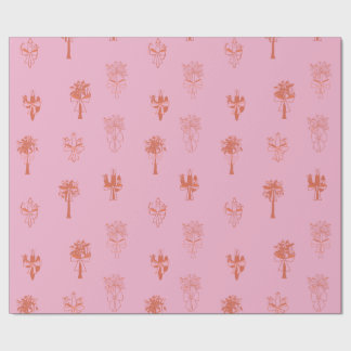 Retro Coquette Cactus & Palm Trees mit rosa Bows Geschenkpapier