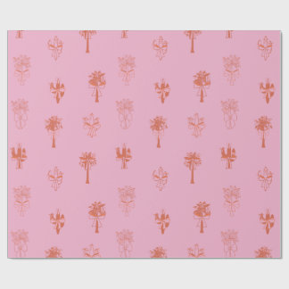 Retro Coquette Cactus & Palm Trees mit rosa Bows Geschenkpapier