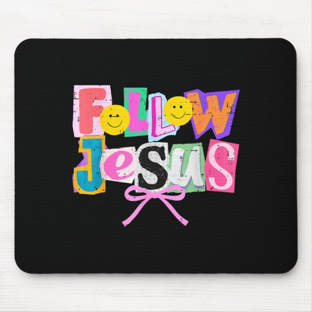 Retro Coquette Cute Follow Jesus Bible Verse Faith Mousepad (Vorne)