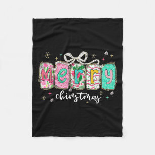 Retro Coquette Schleife Frohe Weihnachten Feiertag Fleecedecke