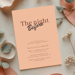 Retro Coral Peach Minimalist Rehearsal Dinner Einladung