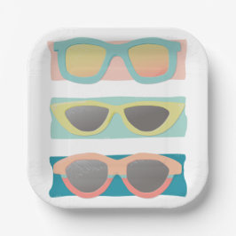 Retro Coral Summer Sonnenbrille Trio Pappteller
