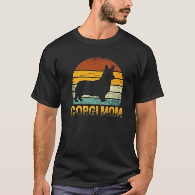 Retro Corgi Mama S Dackel Dog Owner Mutter Mutter  T-Shirt (Vorderseite)