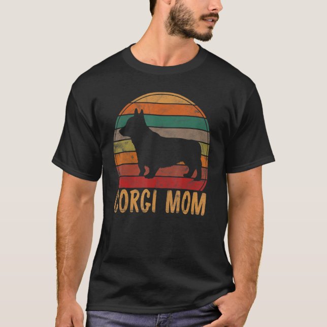 Retro Corgi Mutter Hund Muttertier Pet Welsh Corgi T-Shirt (Vorderseite)