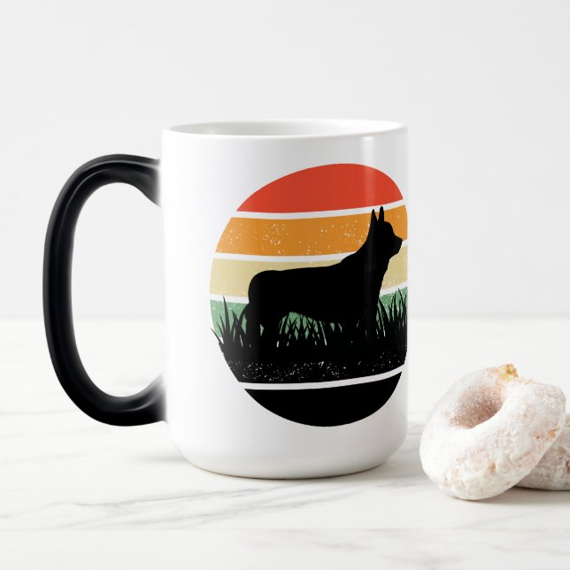 Retro Corgi Sunset Verwandlungstasse (Mit Donut)