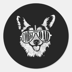 Retro Corgi Vater Gift Dog Owner Pet Welsh Corgi F Runder Aufkleber