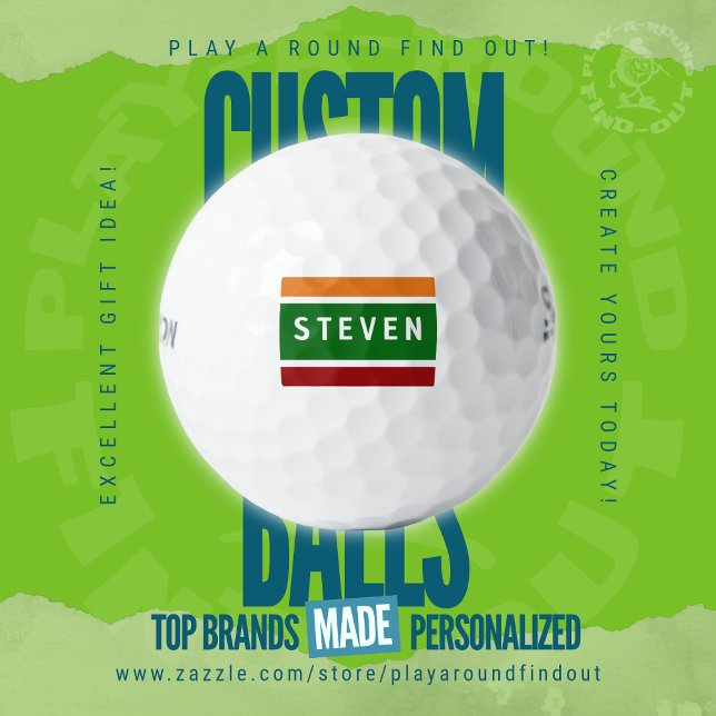 Retro Corner Convenient Store Spezial Tankstelle Golfball (Custom golf balls by Play A Round Find Out, Retro Convenient Corner Store Sign Design with Name)