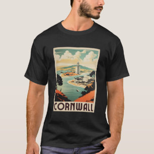Retro Cornwall Poster Vereinigtes Königreich Cornw T-Shirt