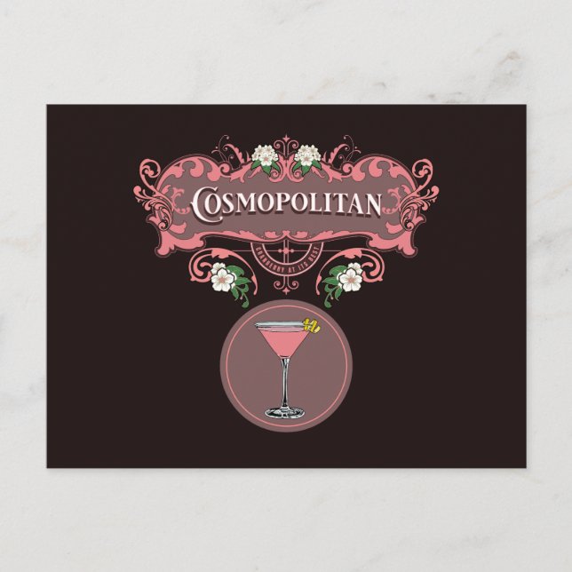 Retro Cosmopolitan Cocktail Postkarte (Vorderseite)